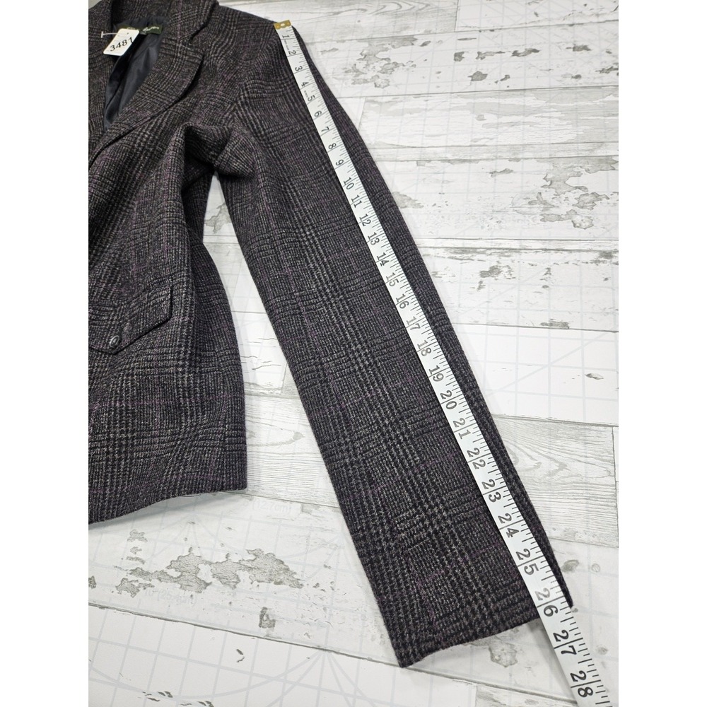 Eddie Bauer Womens Glen Plaid Wool Blend Blazer Jacket Purple Gray Size 12 Tall - Picture 5 of 11